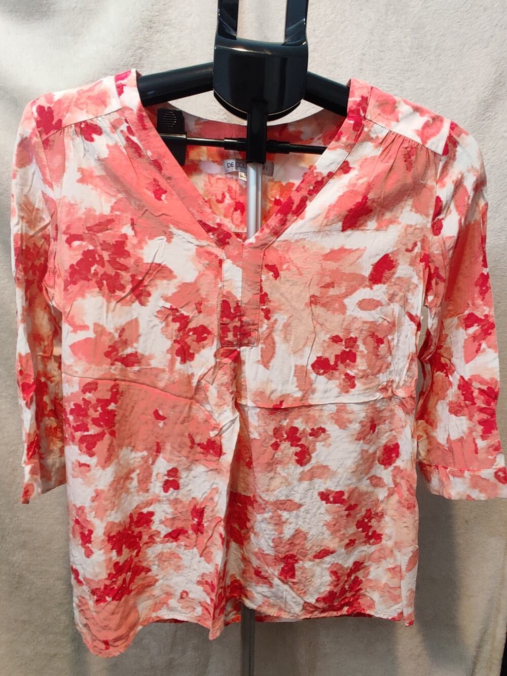 Vintage DE Collection Blouse Women's Size Medium Floral 3/4 Sleeve